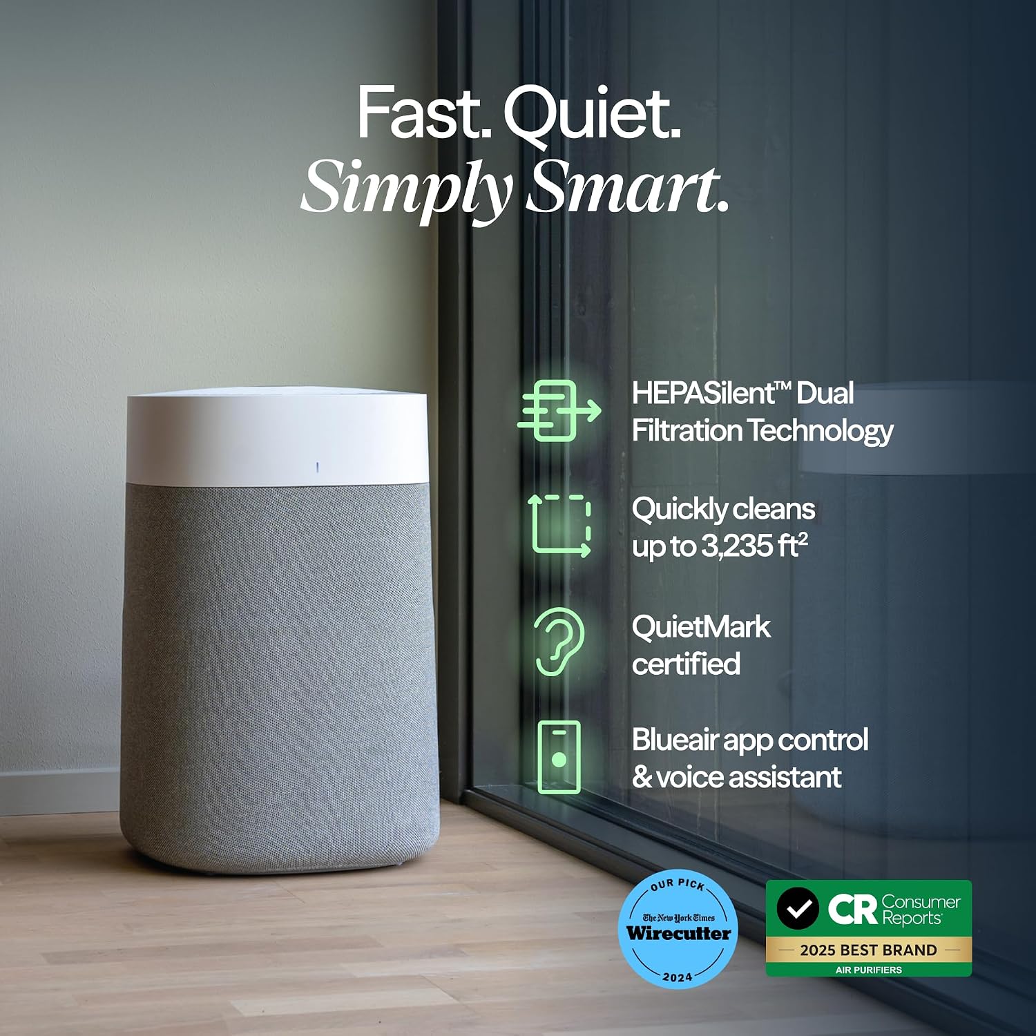 BLUEAIR Blue Pure 211i Max Smart Air Purifier for Large Rooms up to 3